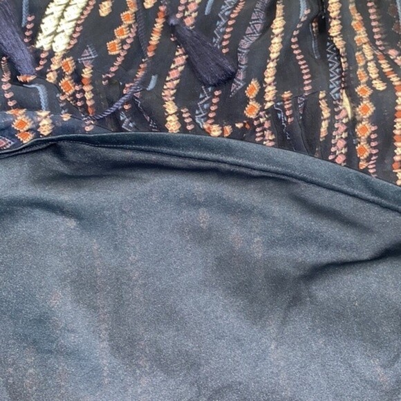 L Love small navy blue boho bell sleeve dress - Picture 7 of 8